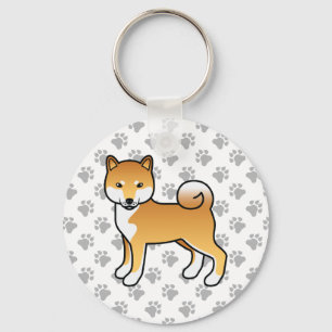 Porte-clés Red Shiba Inu Cute Cartoon Dog & Paws