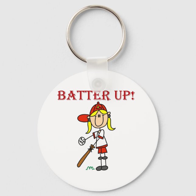 Porte-clés Red Text Batter Up Girls Softball Shirts and Gifts (Recto)