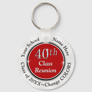 Porte-clés Red, White and Black 40th Class Reunion Ideas