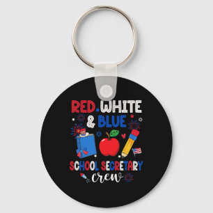 Porte-clés Red White and Blue School Secrétaire Crew Happy 4t