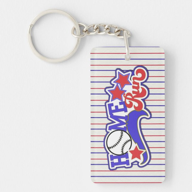 Porte-clés Red White & Blue Home Run Baseball (Devant)