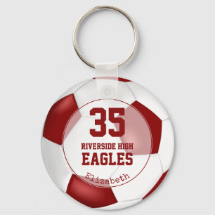 Porte-clés red white simple soccer ball girl team spirit