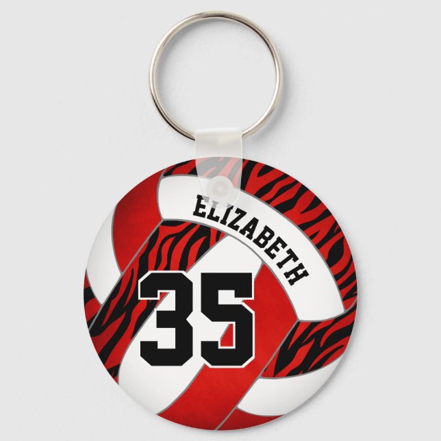 Porte-clés red with zebra stripes accent girls volleyball (Recto)