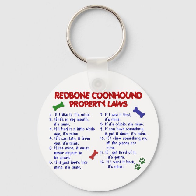 Porte-clés REDBONE COONHOUND Lois sur la propriété 2 (Recto)