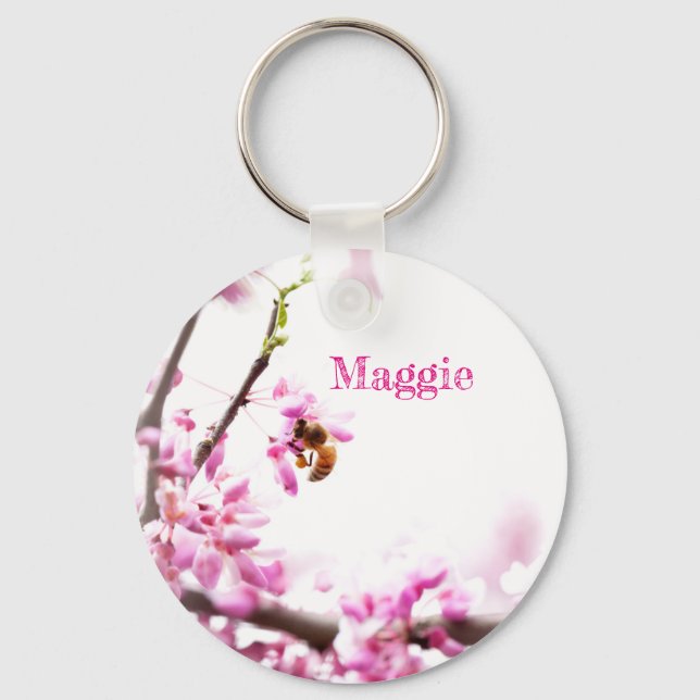 Porte-clés Redbud & abeille de miel au printemps (Recto)