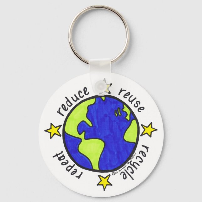 Porte-clés Réduire la réutilisation Recycler répéter (Recto)