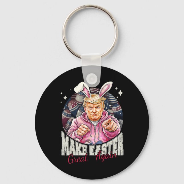 Porte-clés Refaire Pâques Grande Encore Drôle de Lapin Trump  (Recto)
