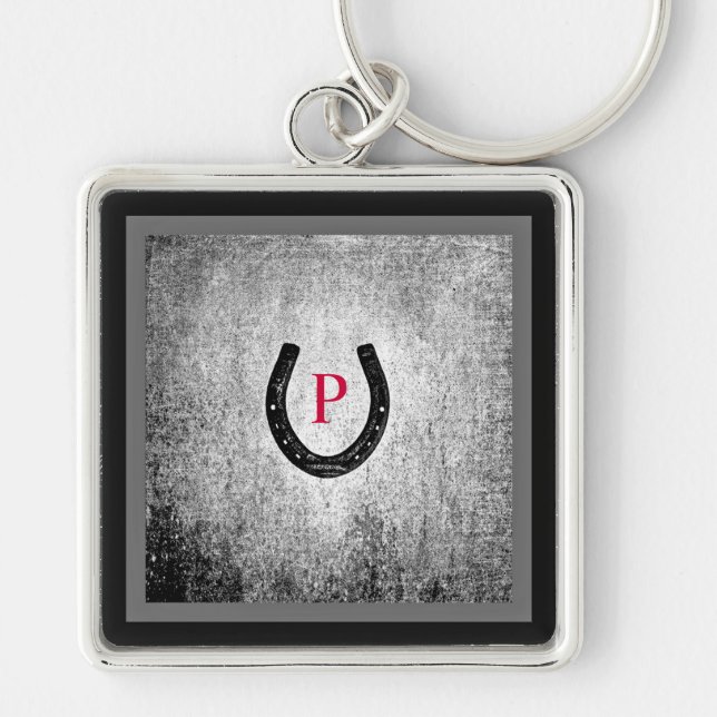 Porte-clés Réfer à cheval en noir et gris (Devant)