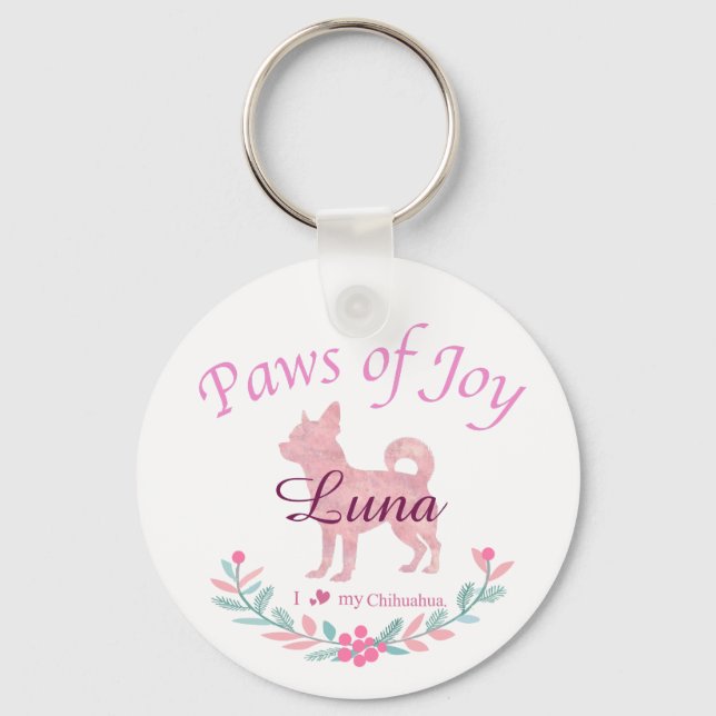 Porte-clés Refined Pastel Pink Chihuahua | Custom Christmas (Recto)