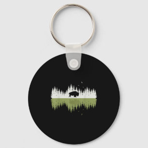 Porte-clés Réflexion des arbres Bison Faune Forêt Nature Anim