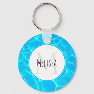 Porte-clés Réflexions sur l'eau de la piscine bleu chatoyante