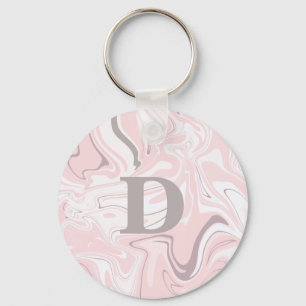 Porte-clés Regard de marbre rose et blanc minimaliste éléga
