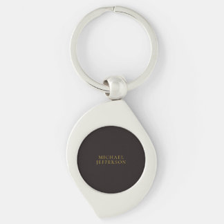 Porte-clés Réglisse Noir Or Minimaliste Simple Moderne Nom