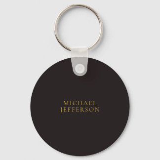 Porte-clés Réglisse Noir Or Minimaliste Simple Moderne Nom
