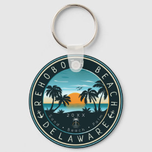 Porte-clés Rehoboth Beach Delaware Sunset Retro Souvenir 80s