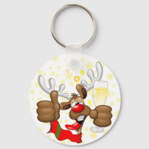 Porte-clés Reindeer Drunk Funny Caractère de Noël
