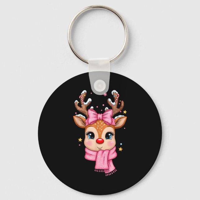 Porte-clés Reindeer Merry Christmas Cute Girl Women Kids  (Recto)