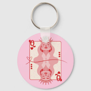 Porte-clés Reine des Coeurs Art rouge et rose