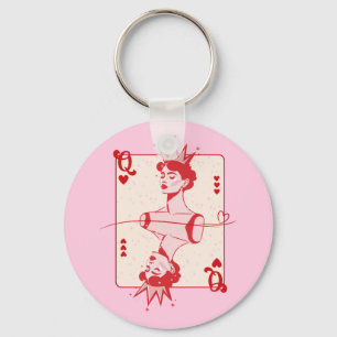 Porte-clés Reine des Coeurs rouge et rose