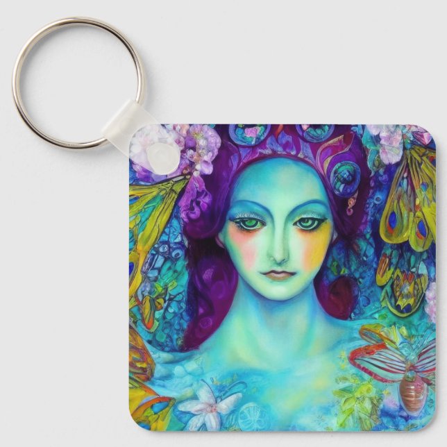 Porte-clés Reine des fées enchantée avec papillons (Recto)