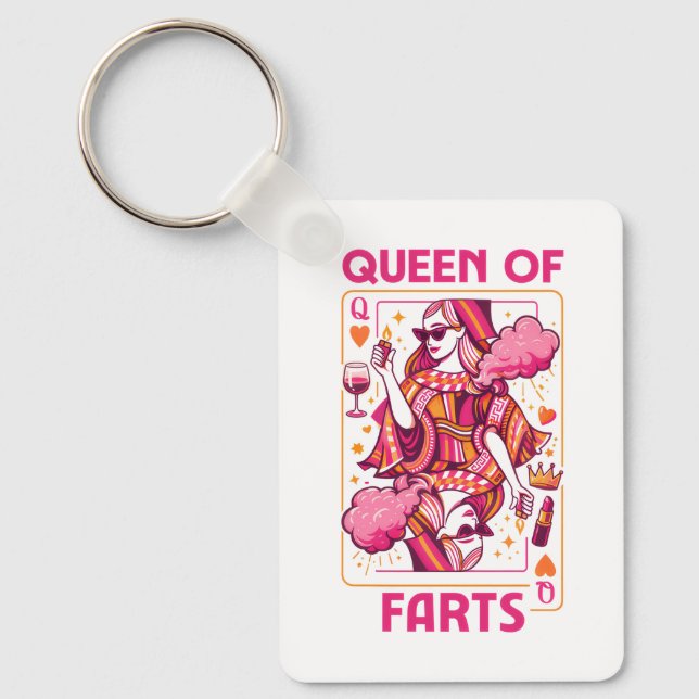 Porte-clés Reine des pets humour royal flatulence pet (Recto)