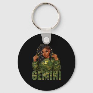 Porte-clés Reine Gémeaux Locd Femme Noire Camo Signe du Zodia