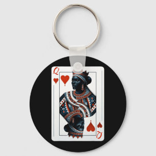 Porte-clés reine noire de cœur jeu de cartes fier noir w