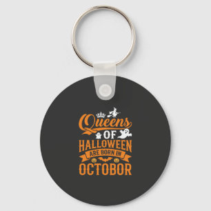 Porte-clés Reines d'Halloween nées en octobre Typographie Vin