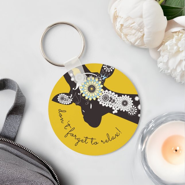 Porte-clés Relax - Girafe funky cool jaune (Créateur téléchargé)