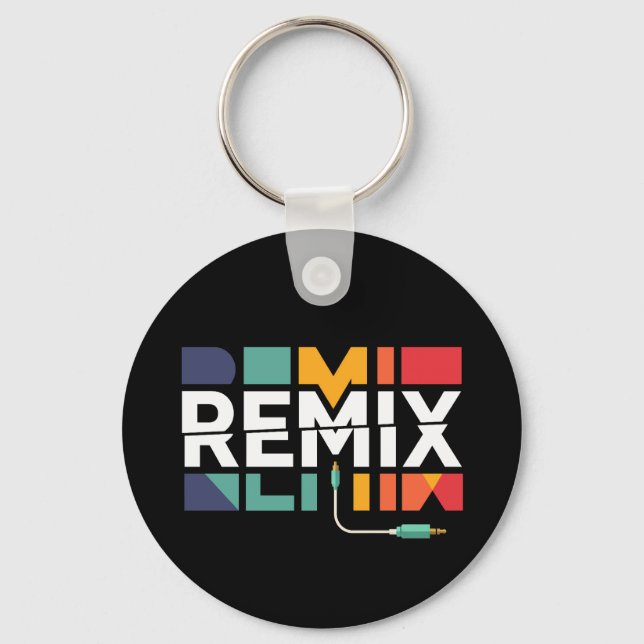 Porte-clés Remix Audio | Graphisme Géométrique Rétro Musique  (Recto)