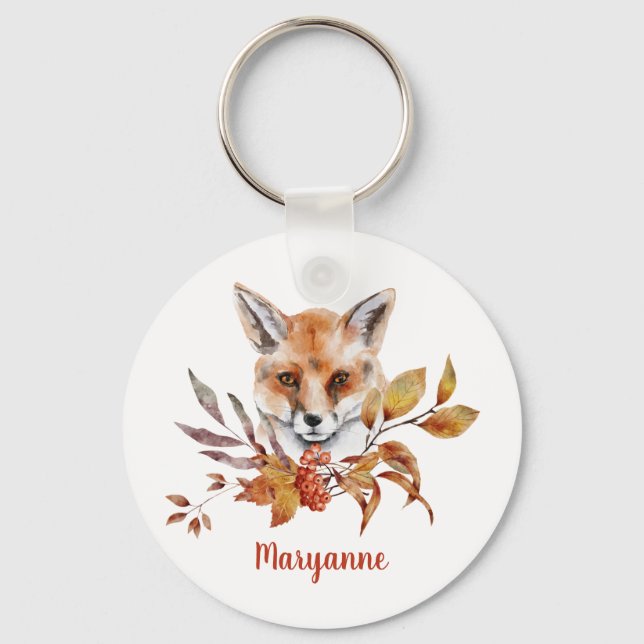Porte-clés Renard à l'automne / Feuilles d'automne (Recto)