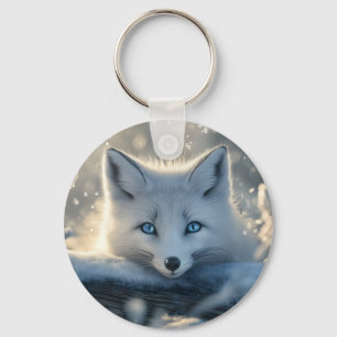 Porte-clés Renard arctique aux yeux bleus submergeants