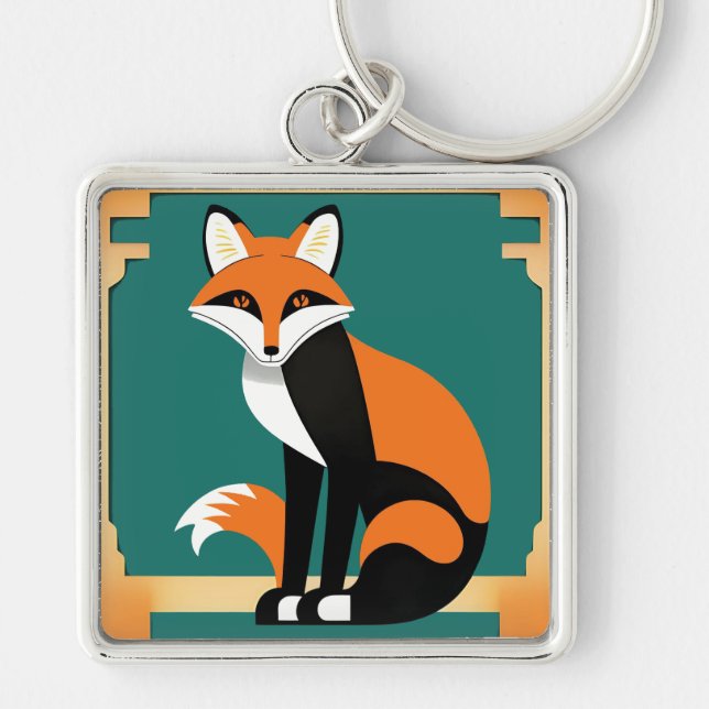 Porte-clés Renard Art Déco (Devant)