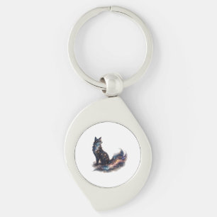 Porte-clés Renard Céleste Animal de Fantaisie Cosmique