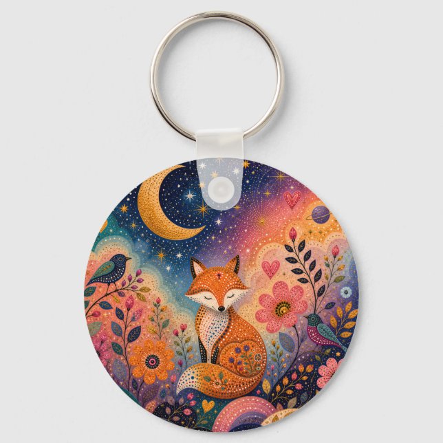 Porte-clés Renard dans le jardin stellaire (Recto)