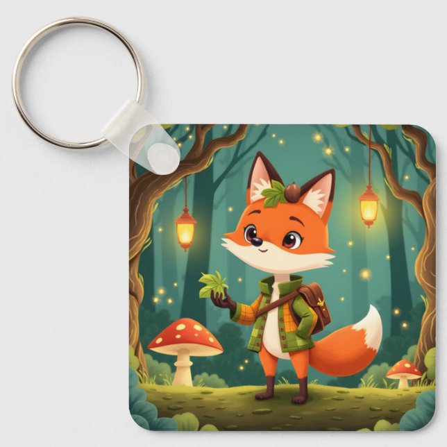 Porte-clés Renard de dessin animé fantaisiste mignon (Recto)