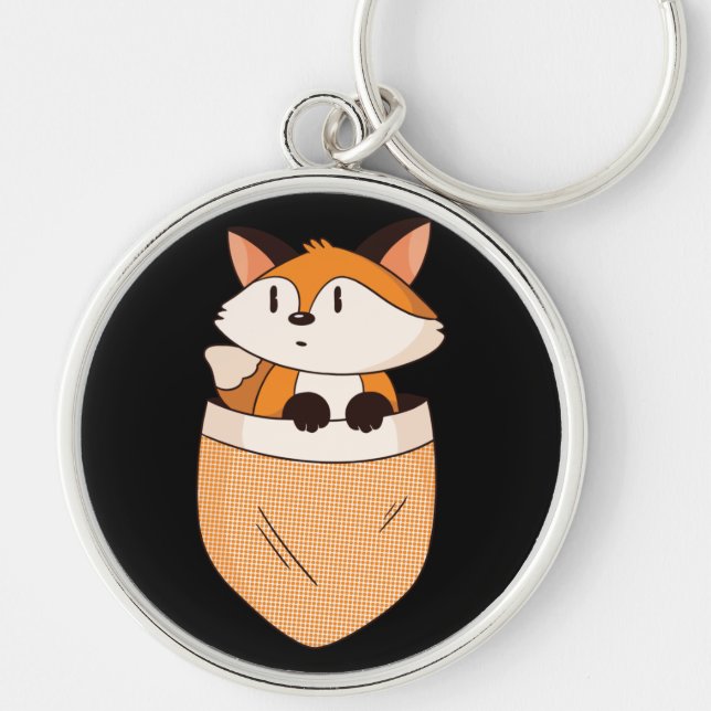 Porte-clés Renard de poche - Conception de dessin animé migno (Devant)