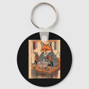 Porte-clés Renard Drôle Mangeant Ramen Cadeaux Rétro Japonais