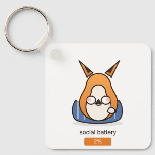 Porte-clés Renard Introverti Drôle Batterie Sociale 2 Pour Ce