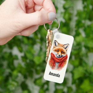 Porte-clés Renard mignon dans une image d'automne avec une éc