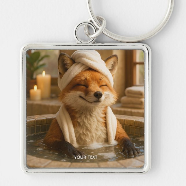 Porte-clés Renard Mignon Fantastique Au Spa (Devant)