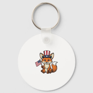 Porte-clés Renard Patriotique Vintage Gravure Chemise Design_