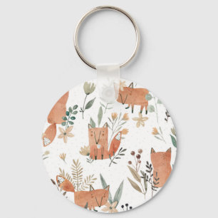 Porte-clés Renards dans les prés : Aquarelle transparente