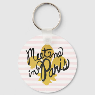 Porte-clés Rencontrez-moi en noir et or de Paris