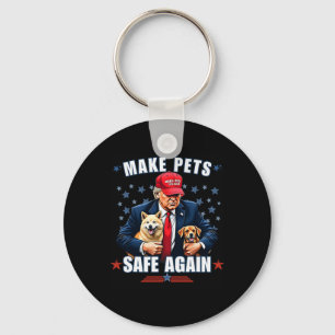 Porte-clés Rendre les animaux sûrs à nouveau Funny Pro Trump