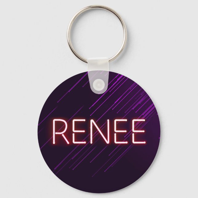 Porte-clés Renee name in glowing neon lights novelty (Recto)