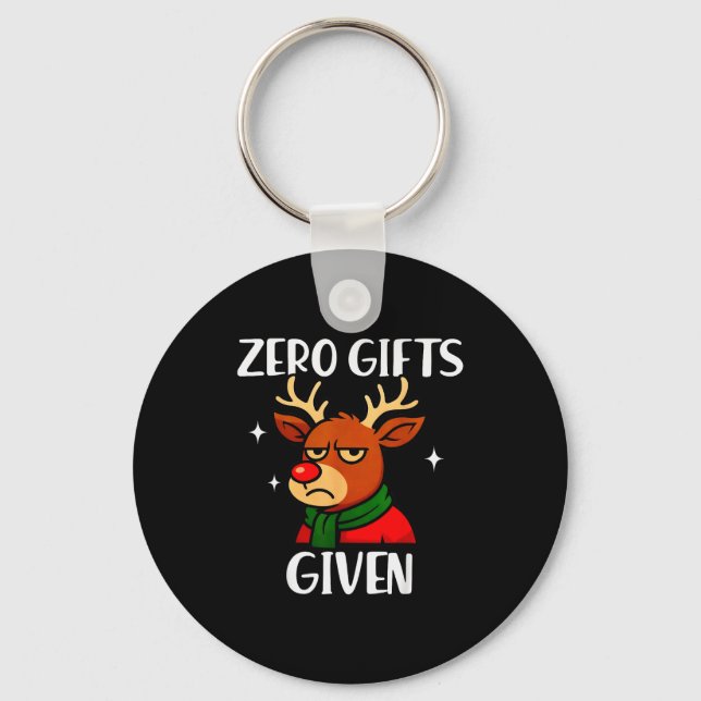 Porte-clés Renne mécontent drôle de Noël Mème Zéro Cadeaux Gi (Recto)