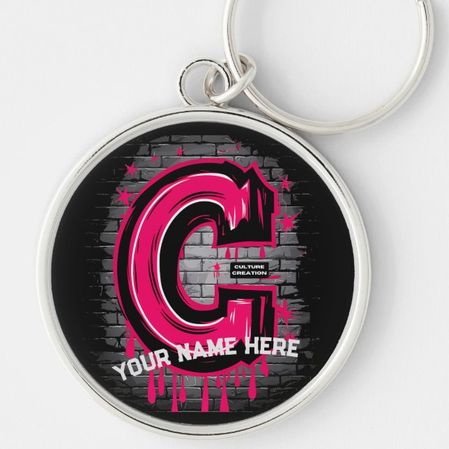 Porte-clés Rep Your Name : Customable Graffiti Letter "C" (Devant)
