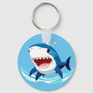 Porte-clés Requin de dessin animé nageant sous l'eau