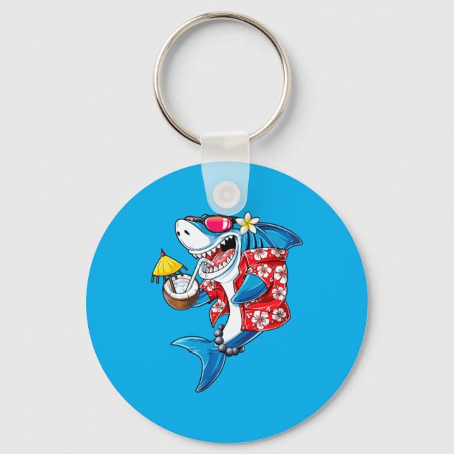 Porte-clés Requin Hawaïen Drôle Aloha Hawaï Plage Requin (Recto)